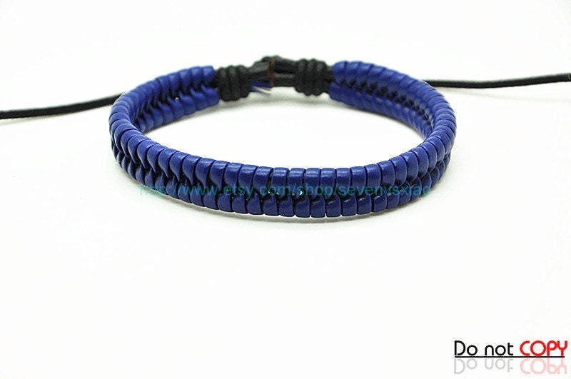 Adjustable Blue leather Cotton Rope Woven Bracelets mens bracelet cool bracelet jewelry bracelet bangle bracelet cuff bracelet 2261S