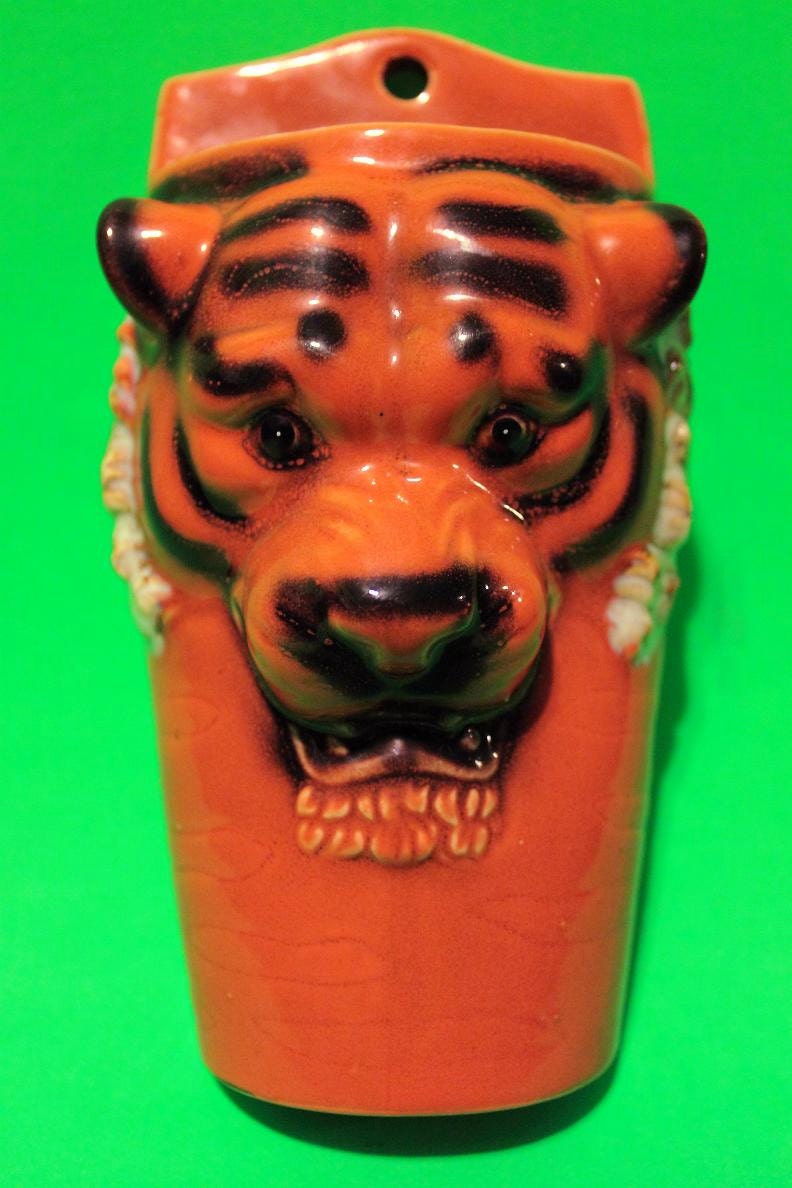Vintage 80s Animal Tiger Weird Planter Retro Collectibles Succulent Kitsch Ceramic Gift Orange Planter Wall Hanging Home Decor Awesome