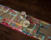 Table runner in colorful modern metrolink pattern