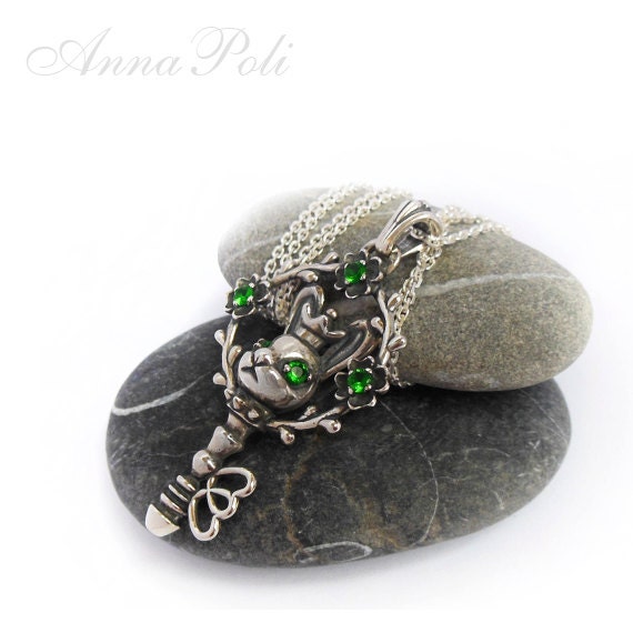 Silver Amulet Pendant "Magic Key" , Love,  unique, rabbit, mysticism