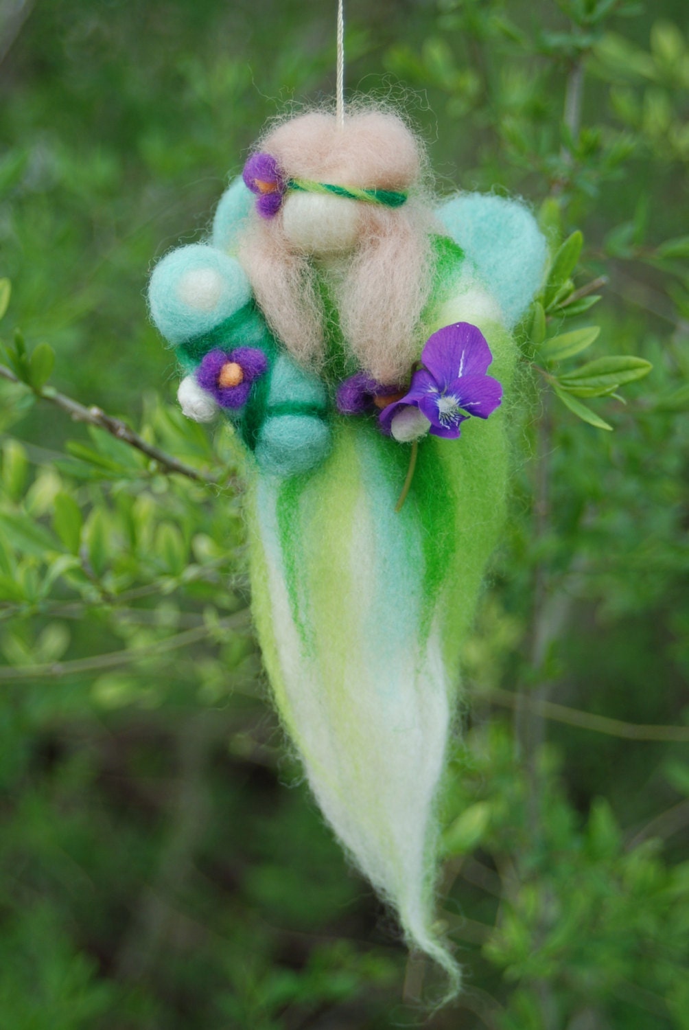 Spring Fairy With Baby Waldorf Inspired Handmade Angel Needle Felted Mother's Day Gift