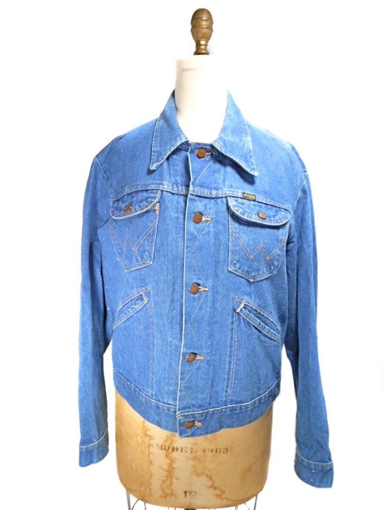 1970s Wrangler Denim Jacket - Country Western Rockabilly - Jean Jacket - Size Large