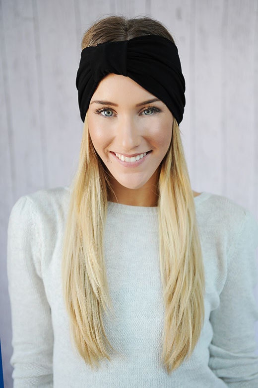 Black Headband Stretchy Turband Style Women's Fashion Hair Bands the Sparrow Style
