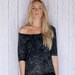 BLACK Boxy Slouchy Off the Shoulder Shirt T-Shirt Soft with BLACK Lace Trim MEDIUM