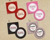 Valentine's Day Cupcake toppers & Favor Tags - Instant download - Blackboard, chevron, damask, polkadots - Valentine's Day - Great for kids Il_170x135
