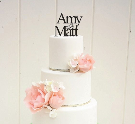 Custom First Names Monogram Wedding Cake Topper
