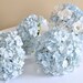 light blue paper hydrangea bouquet, 100 floret bouquet of pale blue wedding flowers, bouquet, wedding bouquet, paper flowers