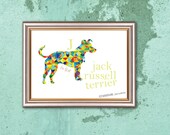 Geometric Art, Baby Boy & Girl Nursery Room Wall Decor, Geometric Poster A3 J is for Jack Russel Terrier, Geometric Alphabet ABC, Tangram