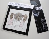 hiding face girl Etsy ink drawing for the wall
