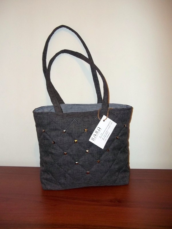 Shoulder Bag, HOBO,Quilted fabric, Gray Bag, Spring Bag, Summer Bag,  Birthday,Gift Tote Bag, Purse Bag,