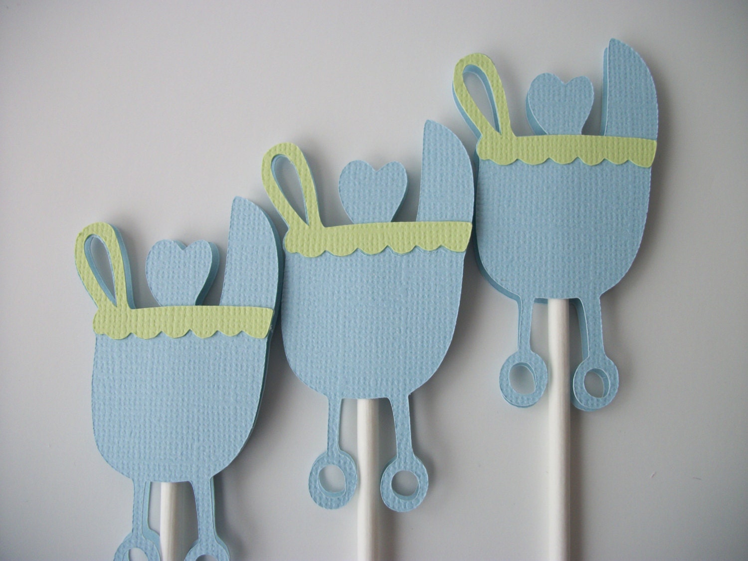 READY TO SHIP... Set of 12 Baby Buggy Cupcake Toppers, Baby Shower Cupcake Toppers, Baby Boy Cupcake Toppers, Baby Buggy Cupcake Toppers,
