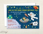 Astronaut Space Alien Birthday Party Invitation - outerspace, spaceship, flying saucer, moon, planet, monster - digital file, printable Il_170x135