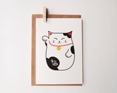 Maneki Neko (Lucky Cat) Greeting Card