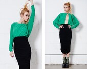 x / / 80s Green Ruched Dress O/S / / x