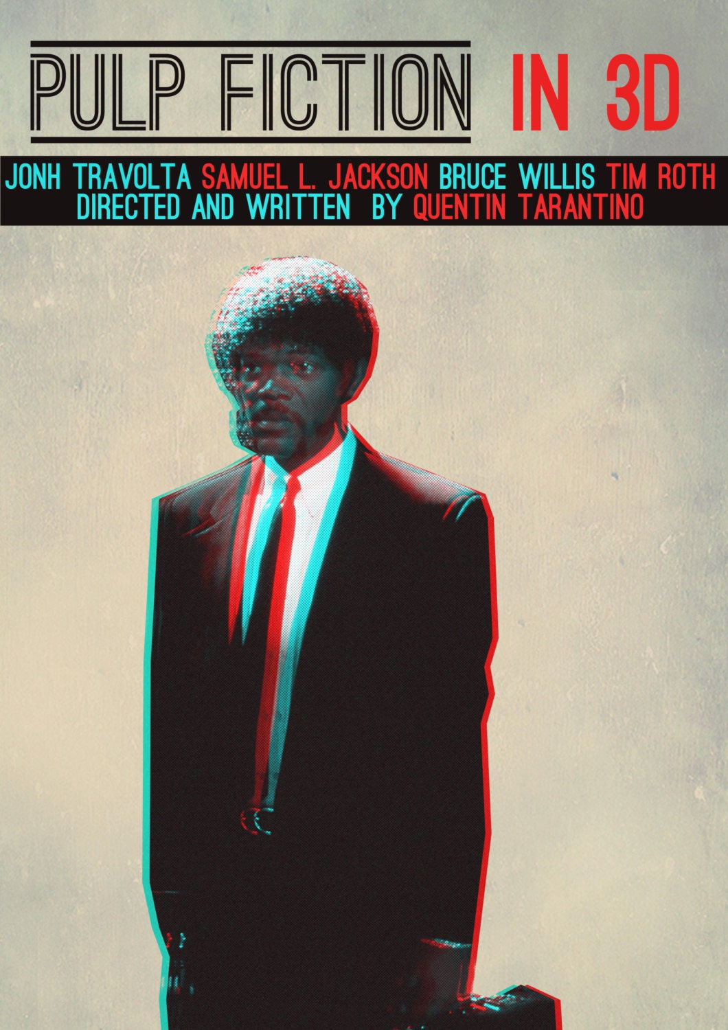 Pulp Fiction 3D Movie Poster (3D Glasses Included)