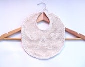 Crocheted Personalized Baby Bib, Personalized Baby Gift, Bib with Crocheted Letter Monogram, Lace Baby Bib,  Baby Shower, Made to Order