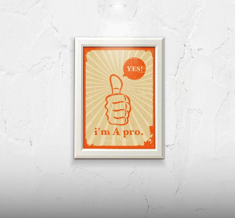 Yes, i'm A pro poster, vintage art, orange home decor illustration vintage French style poster digital media, rustic cafe art print A4
