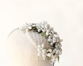 Bridal hair piece, headband,  floral head piece, bridal fascinator, Light blue flower headpiece