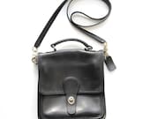 SALE - 1980's Coach Black Satchel Cross Body Bag