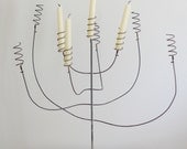 Vintage Wire Candelabra - Wedding Candle Centerpiece with Chalky Grey Patina