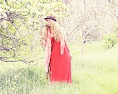 Long Maxi Dress Coral Pink - jersey maxi dress, racerback maxi dress, womens maxi dress, summer maxi dress, hipster, beach, boho
