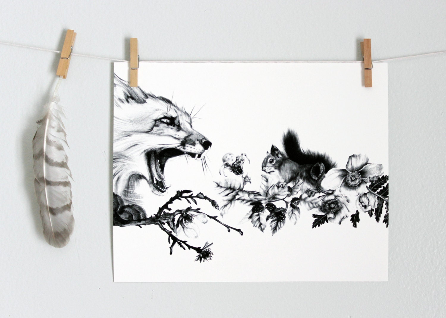 Fox and Squirrel Print 11x14 Giclee Print