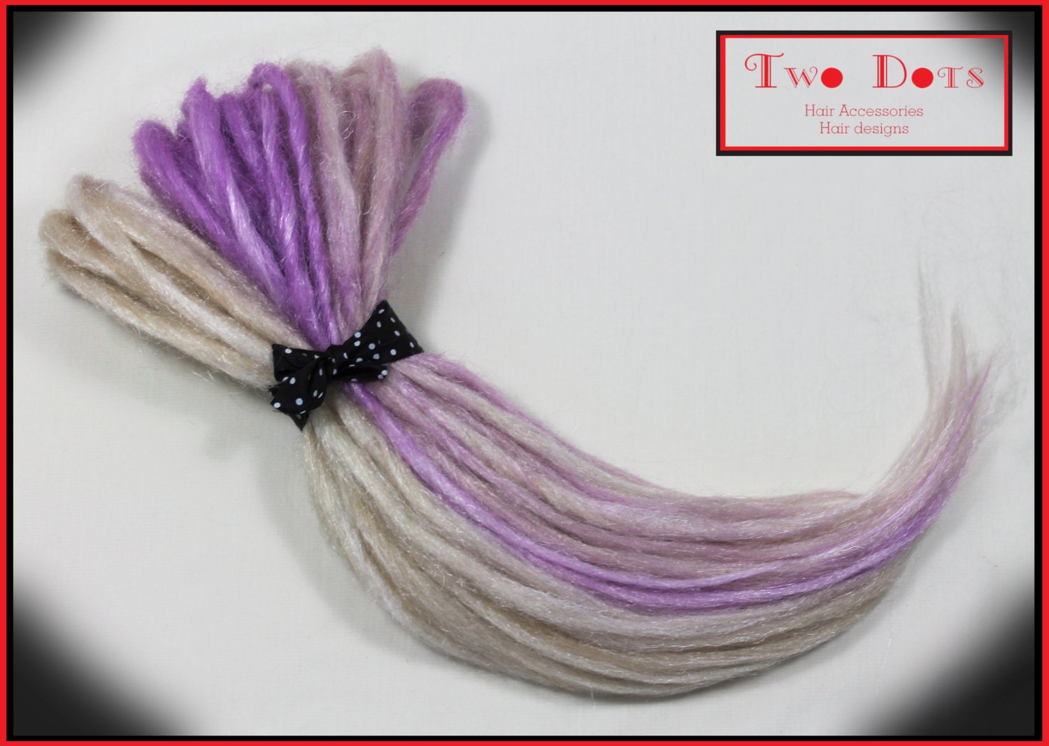Lavender, Blonde Synthetic Dreadlocks Extensions. 10 x Double Ended or 20 x Single Ended Dreads, Blonde, Lavender Coloured.