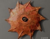 Large Antique Industrial Wheel Wall Art Sculpture, Vintage Iron Gear