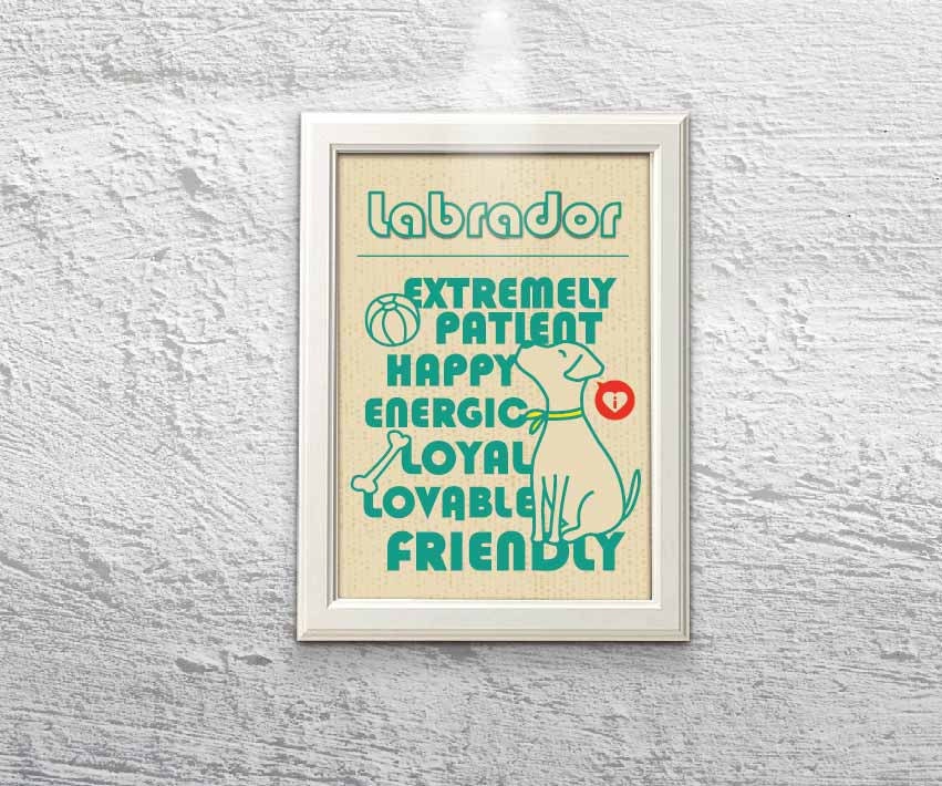 Labrador Personality poster dog poster nursery art home decor dog wall art digital art mix media illustration dog art print A4