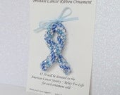 Prostate Cancer Ribbon Ornament - Bead Crochet - American Cancer Society Relay for Life Donation - Original 3D Design