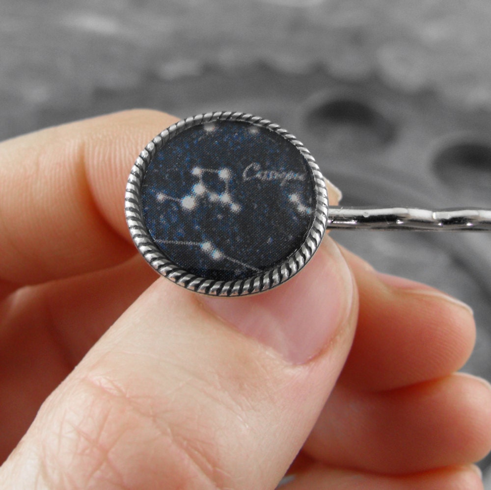 Cassiopeia Constellation Galaxy Bobby Pin or Tie Clip - Marvelling At Cassiopeia's Crown by COGnitive Creations