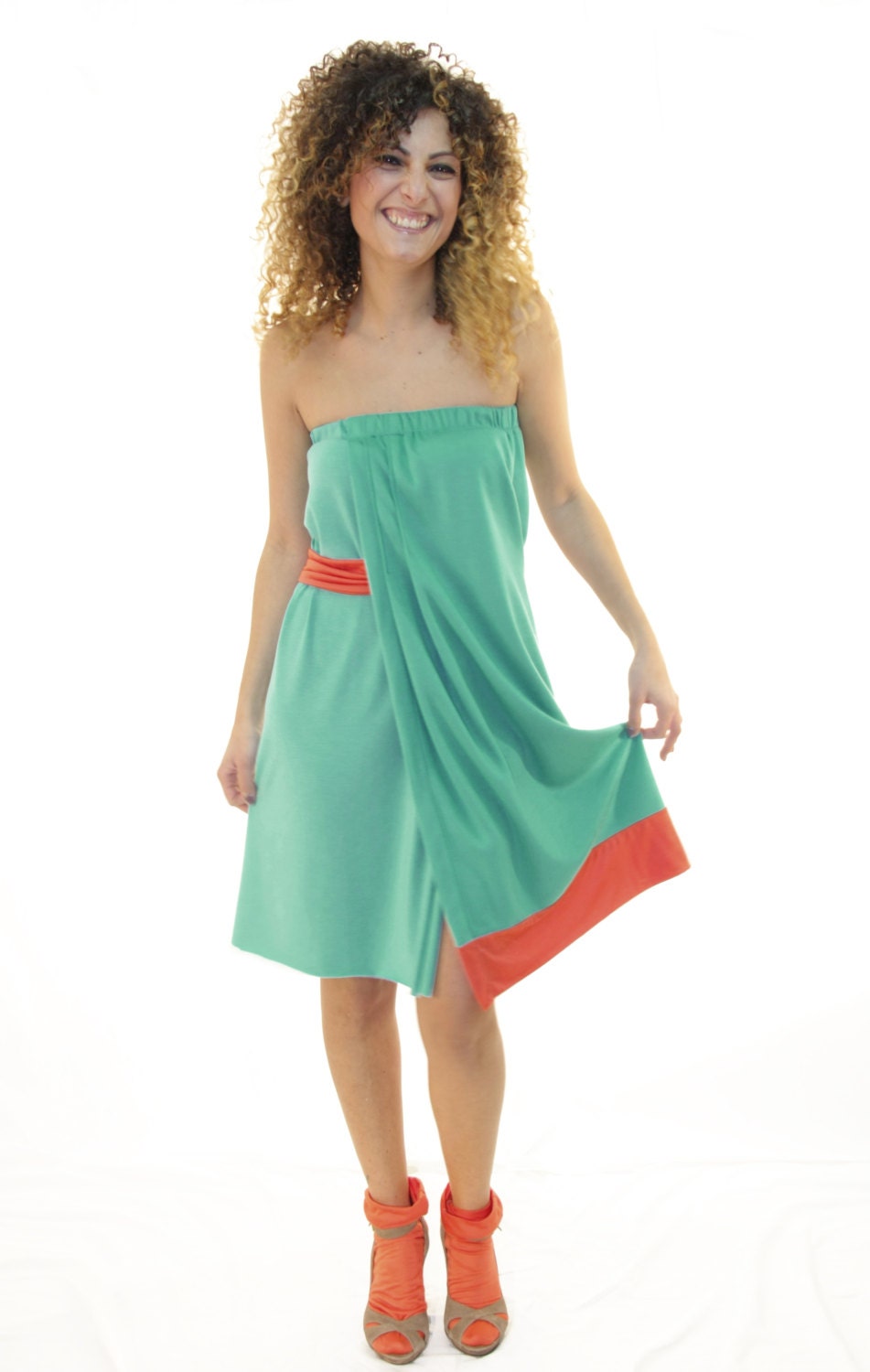 Handmade green Dress / spring summer Dress  / woman Dress women Dress / evening prom Dress - ThiPo