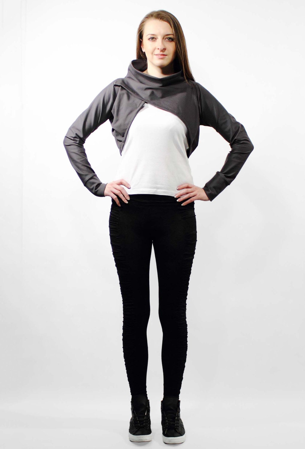 Gray cotton shrug, Summer shrug, Party bolero