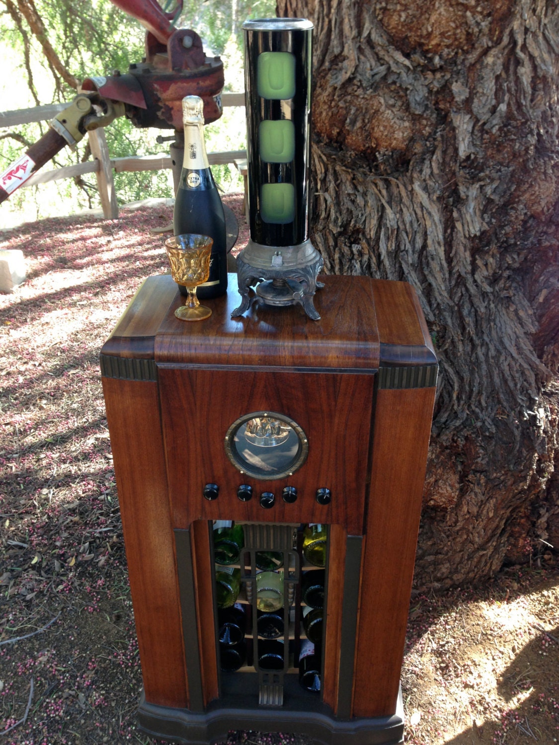 Antique Radio Wine Liquor Bar LED Showcase 1940's OOAK