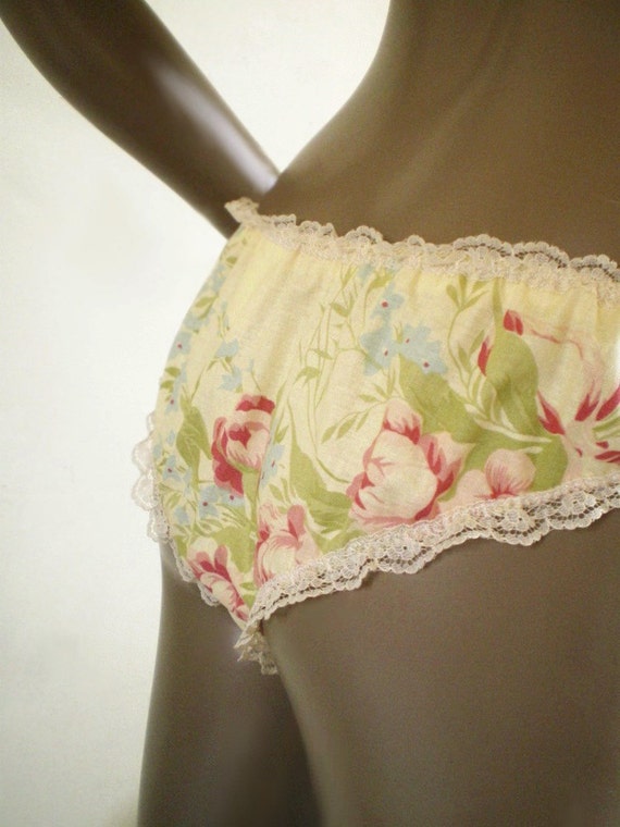 Pretty Panties Yellow Flower Patterned Knickers Handmade by Swoon