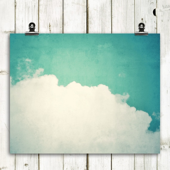cloud, photograph, large wall art, wall decor, modern home decor, cloud art, aqua blue, rustic decor, wall art  - "The Souls of Happy Ships" - MTPhotoJournal