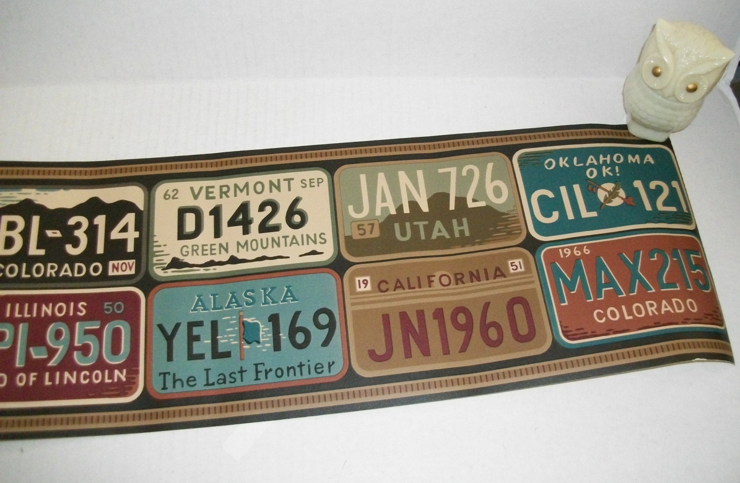 Items similar to License Plates Wallpaper Border 10 Yards Various US
