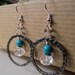 RESERVED Turquoise and Swarovski Crystal Beaded Earrings and Black Peacock Earrings