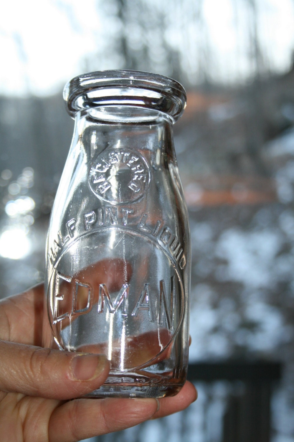 Antique half pint Milk bottle Edman from by stockintrade on Etsy