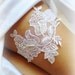 Lace Applique Wedding Garter - embellished with pearls and sequins