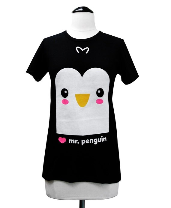 Penguin T-Shirt - CUTE Kawaii Penguin Love Shirt - (Available in Ladies sizes M, L, XL)