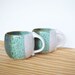 Pottery Mugs in Sea Mist and White Glazes - Set of 2