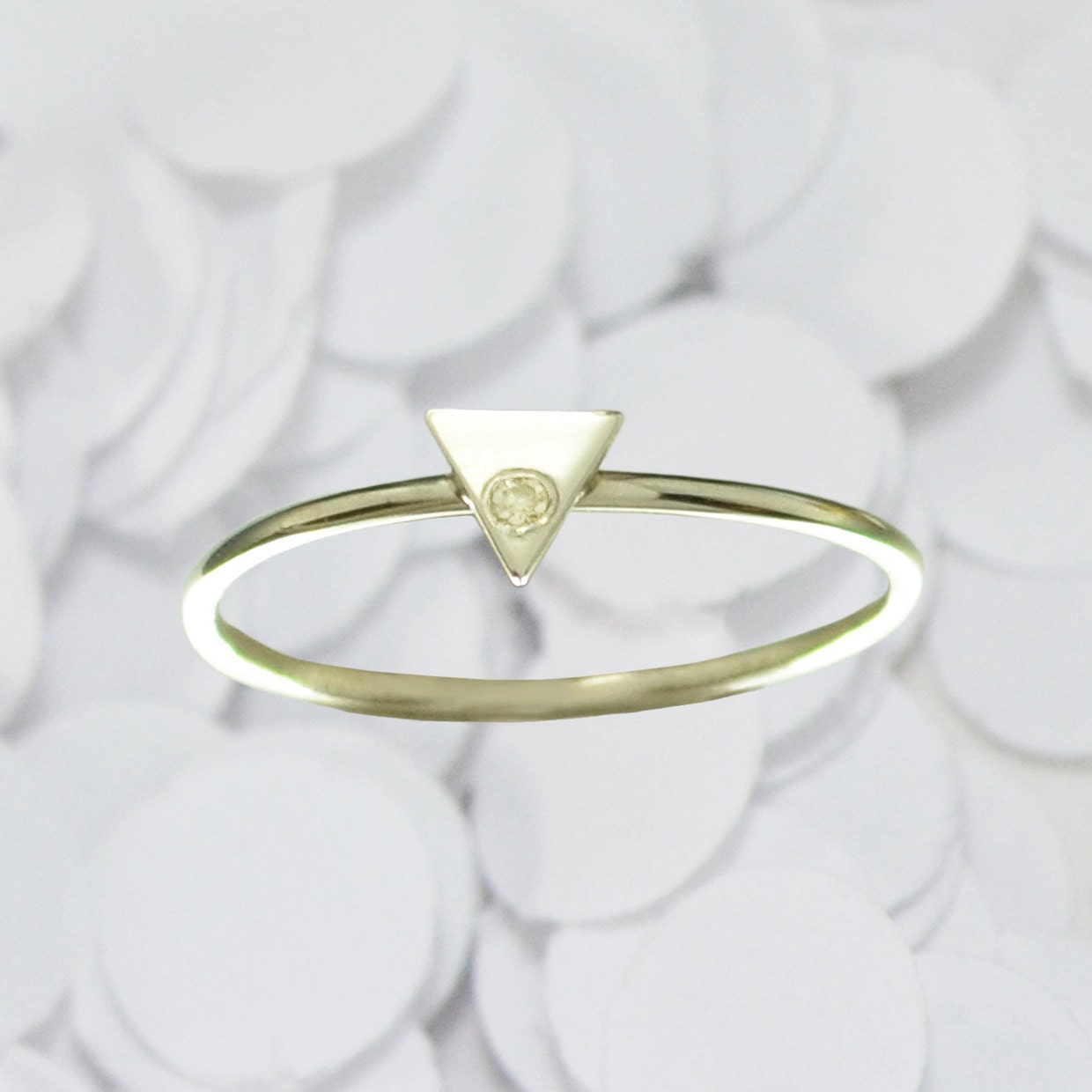 diamond triangle ring- sterling silver ring- delicate diamond ring diamond triangle ring- sterling silver ring- delicate diamond ring