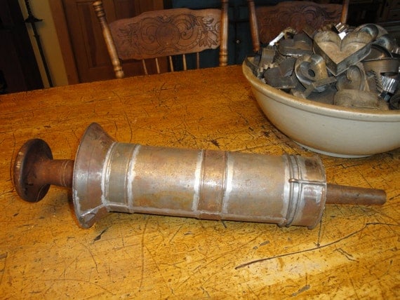 Large Vintage Tin Sausage Stuffer by kittredgemercantile on Etsy
