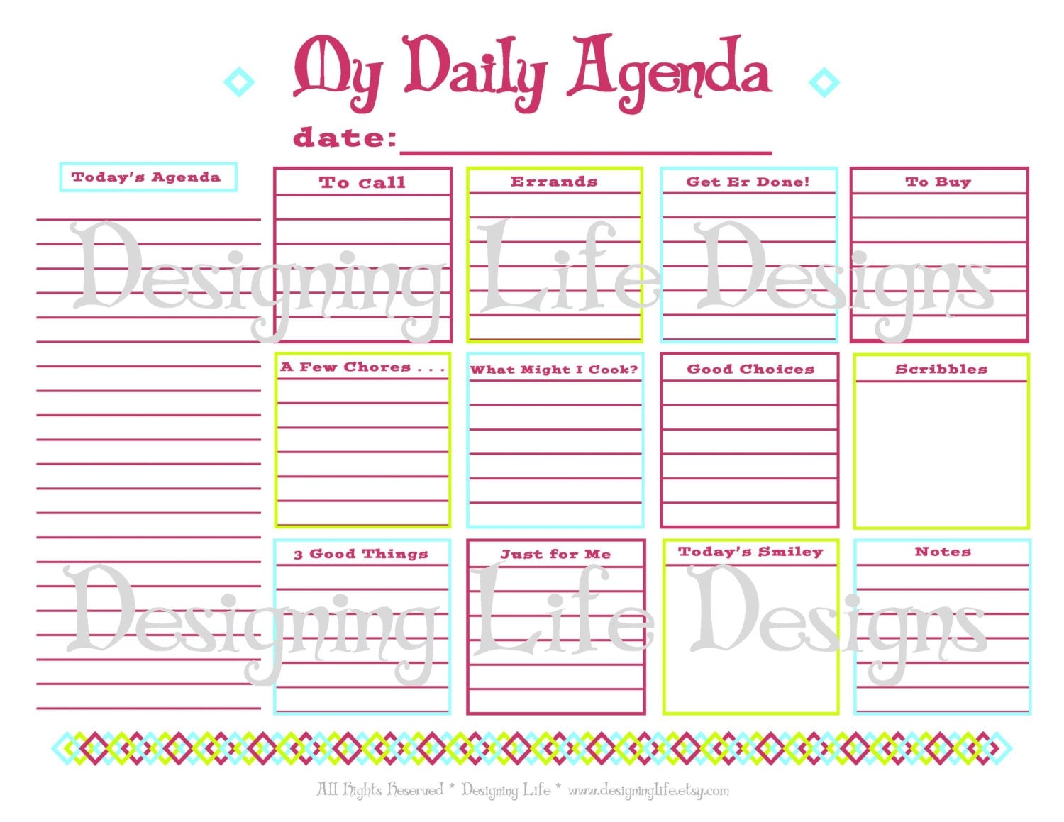 Daily Agenda Printable Daily Planner Page