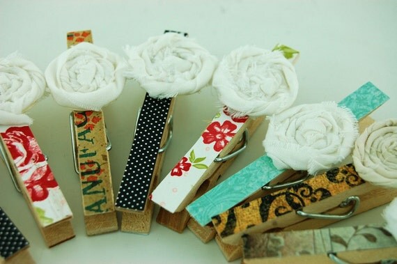 Floral Adorned Fancy Clothespins Set of 4 Shabby Chic Il_570xn