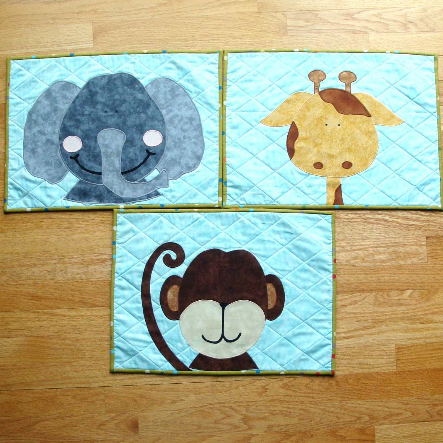 Kids Quilted Placemat Jungle Animal Placemats by SweetPeasGarden