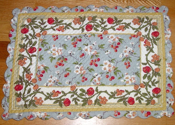 Items similar to SALE 8 Reversible Quilted Placemats, Floral and