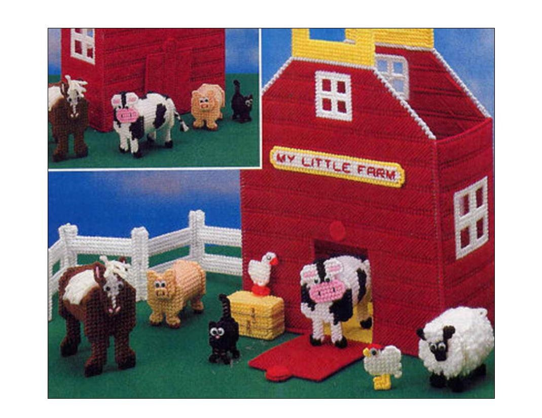 Plastic Canvas Farm Animal Toys And Barn Tote Pattern Playset