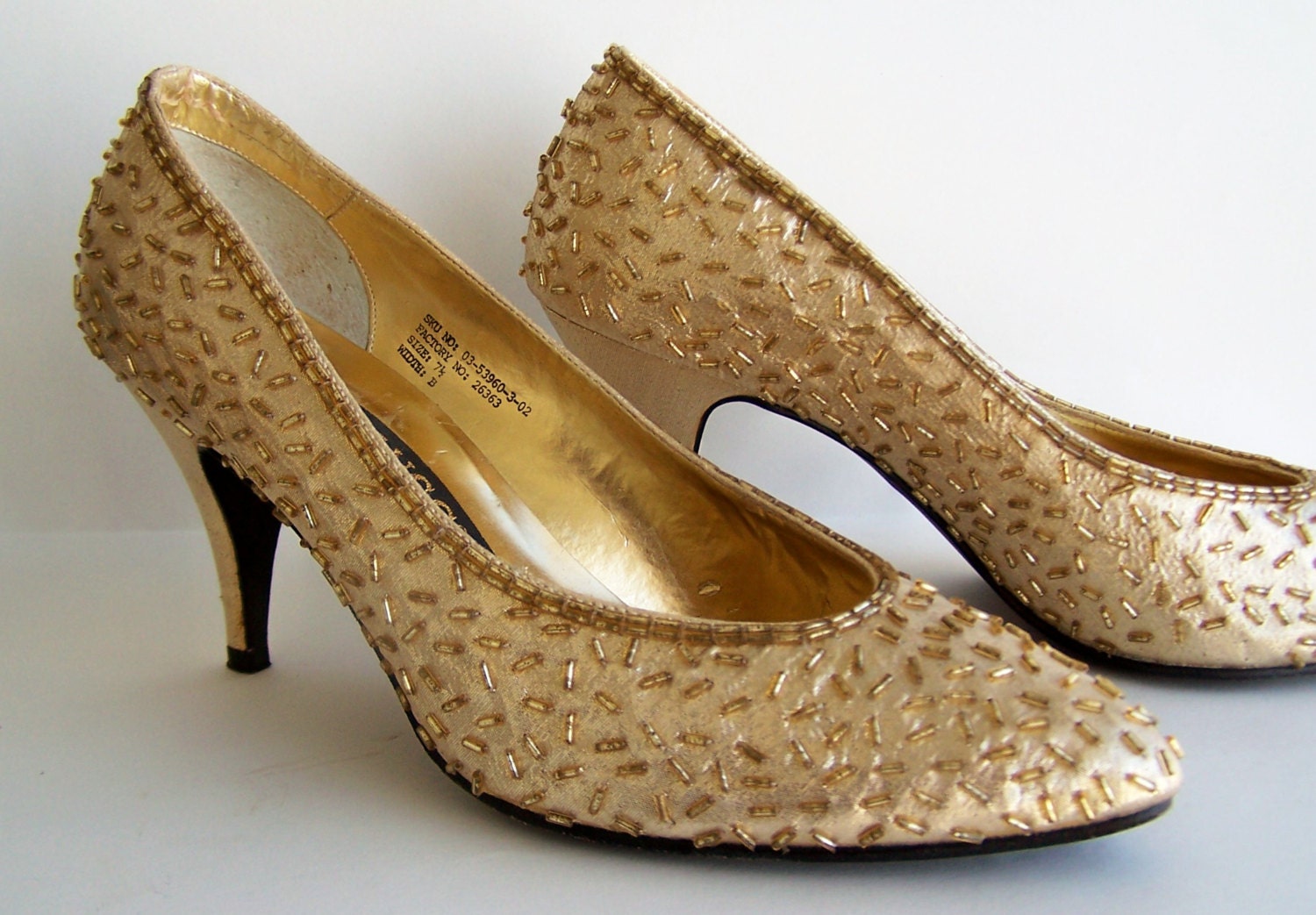 MOVING SALE Vintage Shoes , Gold Lame High Heels from Flings After Six ...